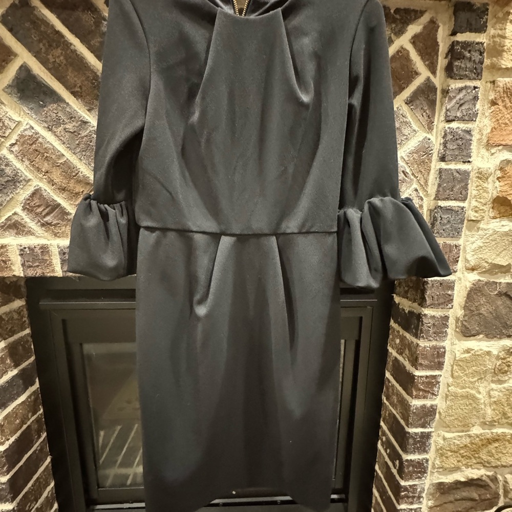 Betsy & Adam Black Long Sleeve Dress with Ruffles